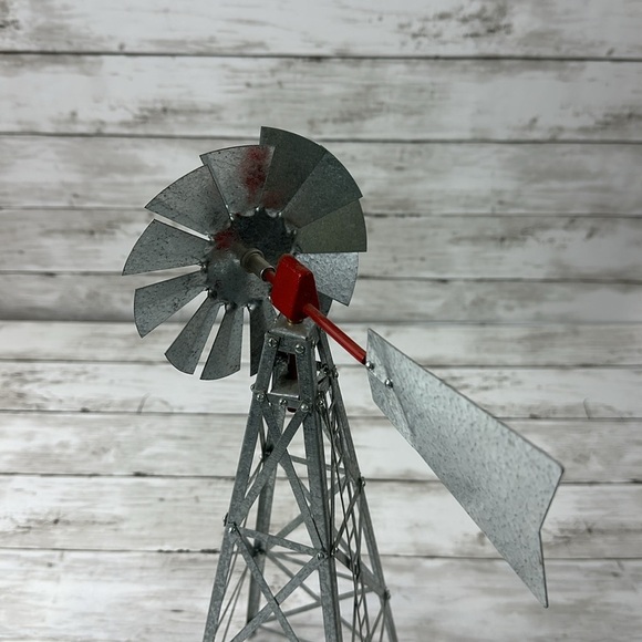 VINTAGE WINDMILL 17" MODEL GALVANIZED STEEL Train Village - Picture 4 of 5